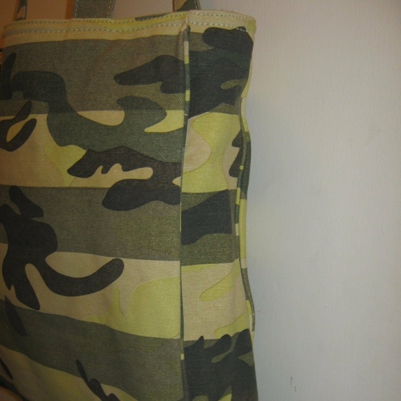 Vintage Rare Camouflage Pattern Fashion Canvas Tote Handbag - Picture 6 of 6
